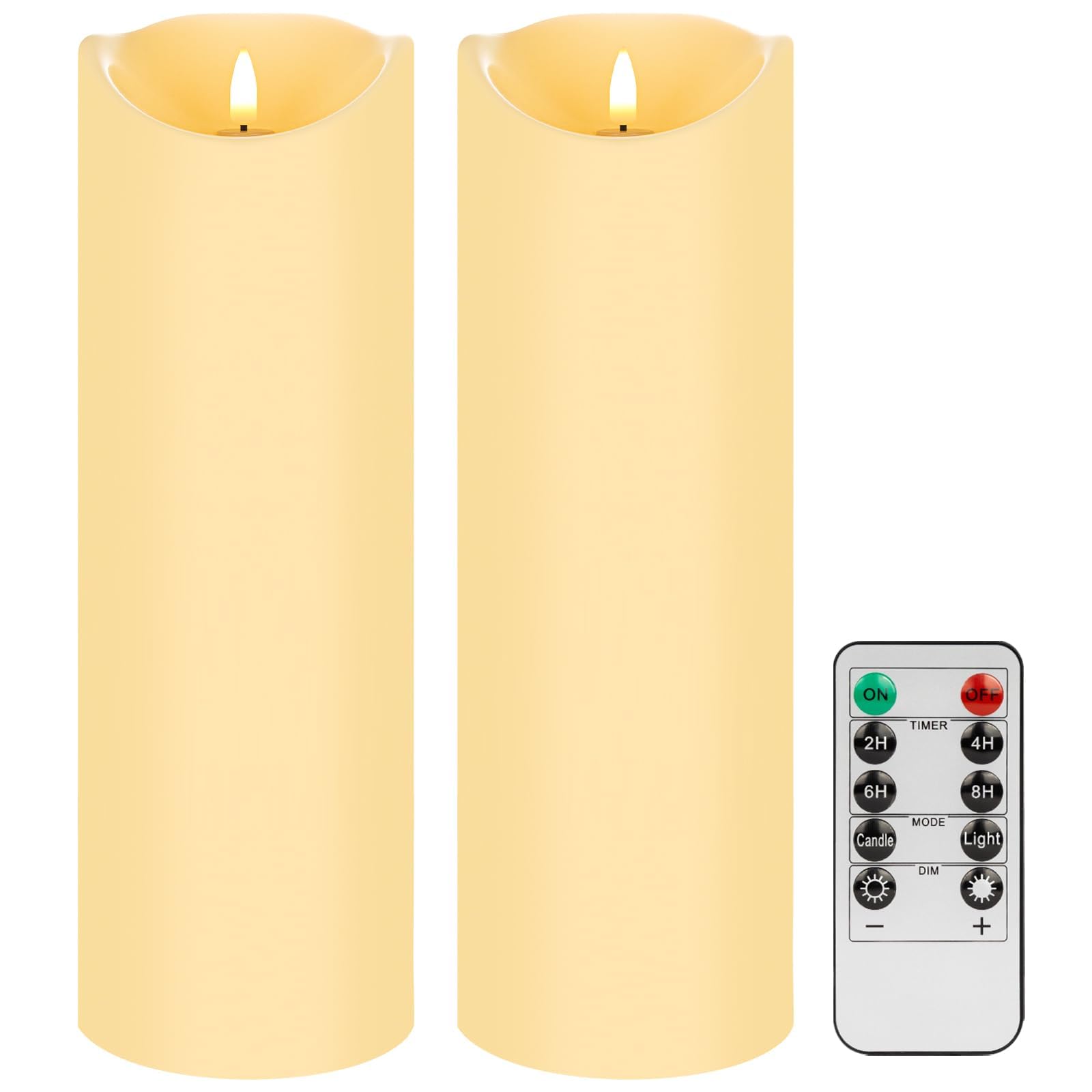 Noxinda Outdoor Flameless Candles With Timer Waterproof, Electric Battery Candles Flickering With Remote For Bathroom Patio Wedd