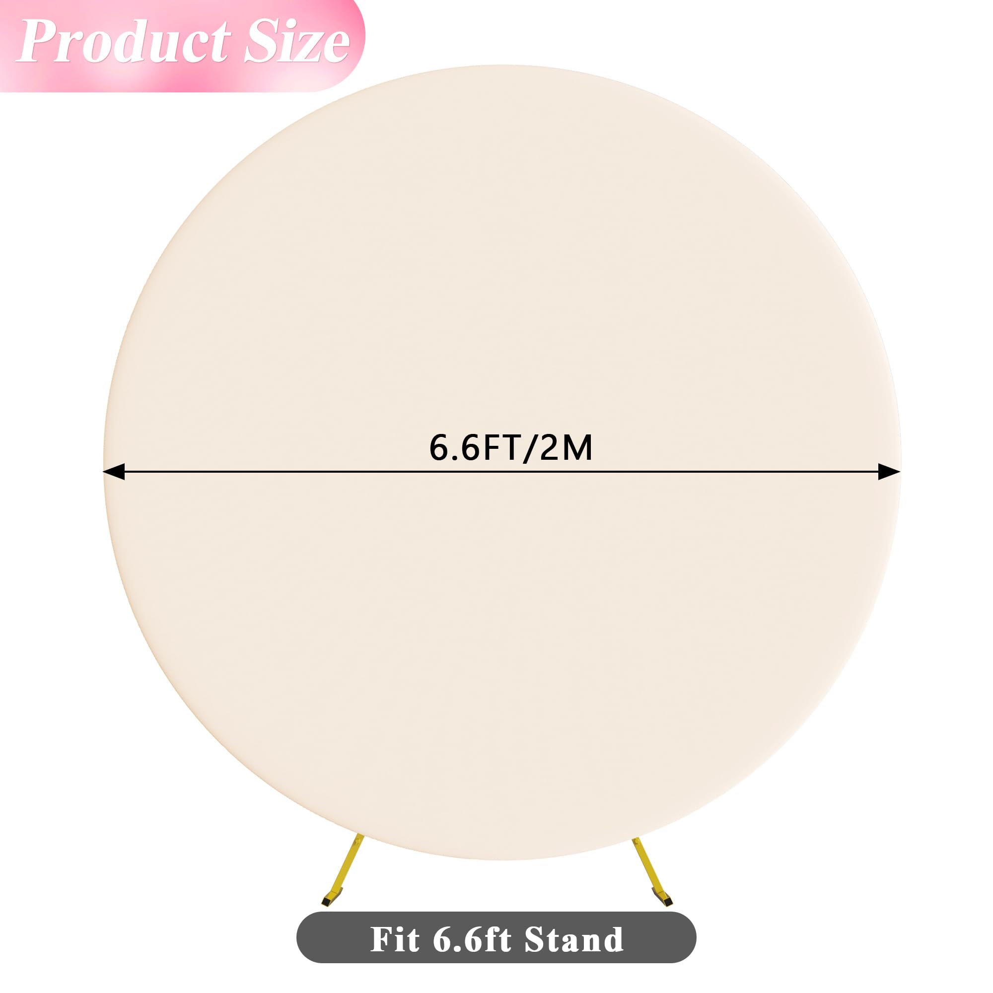 Wokceer 6.6Ft Round Backdrop Cover Beige Round Arch Covers With Buckles Polyster Circle Balloon Arch Cover For Wedding Birthday