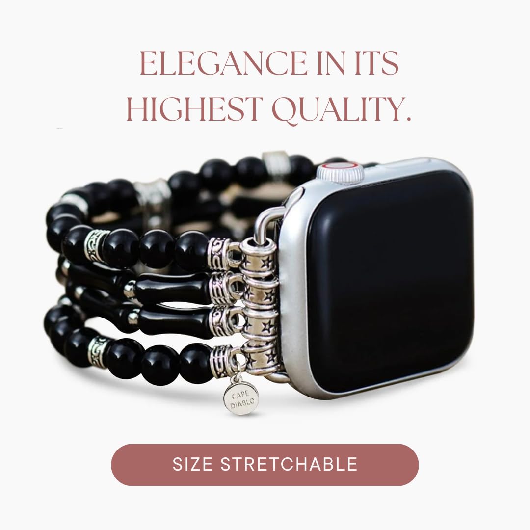 Cape Diablo Smart Watch Band For Women - Handmade Gemstone Strap - Compatible With 38Mm-45Mm Apple Faces (Moonlight Agate, Large