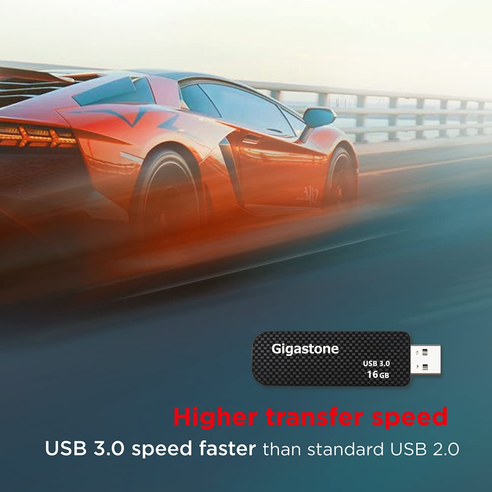 Gigastone Z30 16Gb Usb 3.2 Gen1 Flash Drive, Capless Retractable Design Pen Drive, Carbon Fiber Style Thumb Drive, Reliable Perf