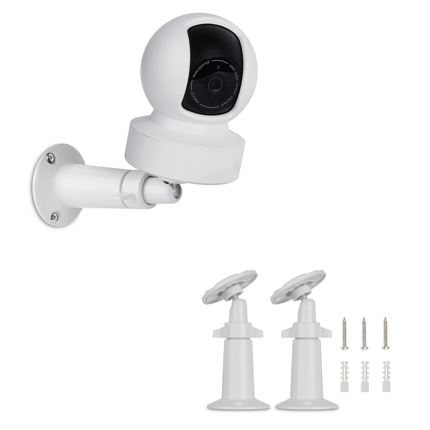 360� Adjustable Wall Mount Compatible With Kasa Indoor Pan/Tilt Smart Security Camera/Kasa 2K Qhd Camera Pan/Tp Link Tapo C200, Rustproof Aluminum Alloy Security Bracket White(Not Included Camera)