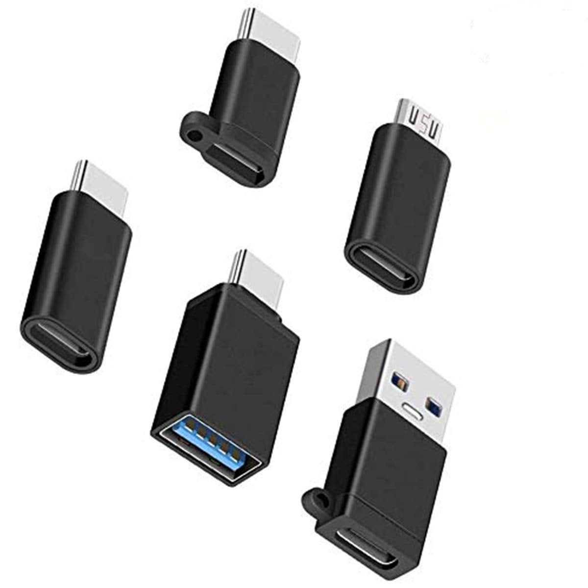 KLJ USB-C Adapters, USB Type C to Micro USB (Male to Female to Female to Male) USB 3.0 (Male to Female to Female to Male) Pack o