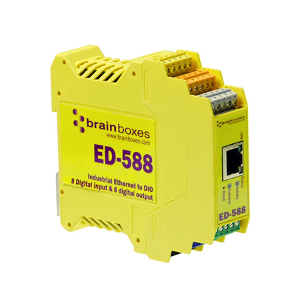 Brainboxes Ed 588 Ethernet To Digital Io 8 Inputs + 8 Outputs, Yellow