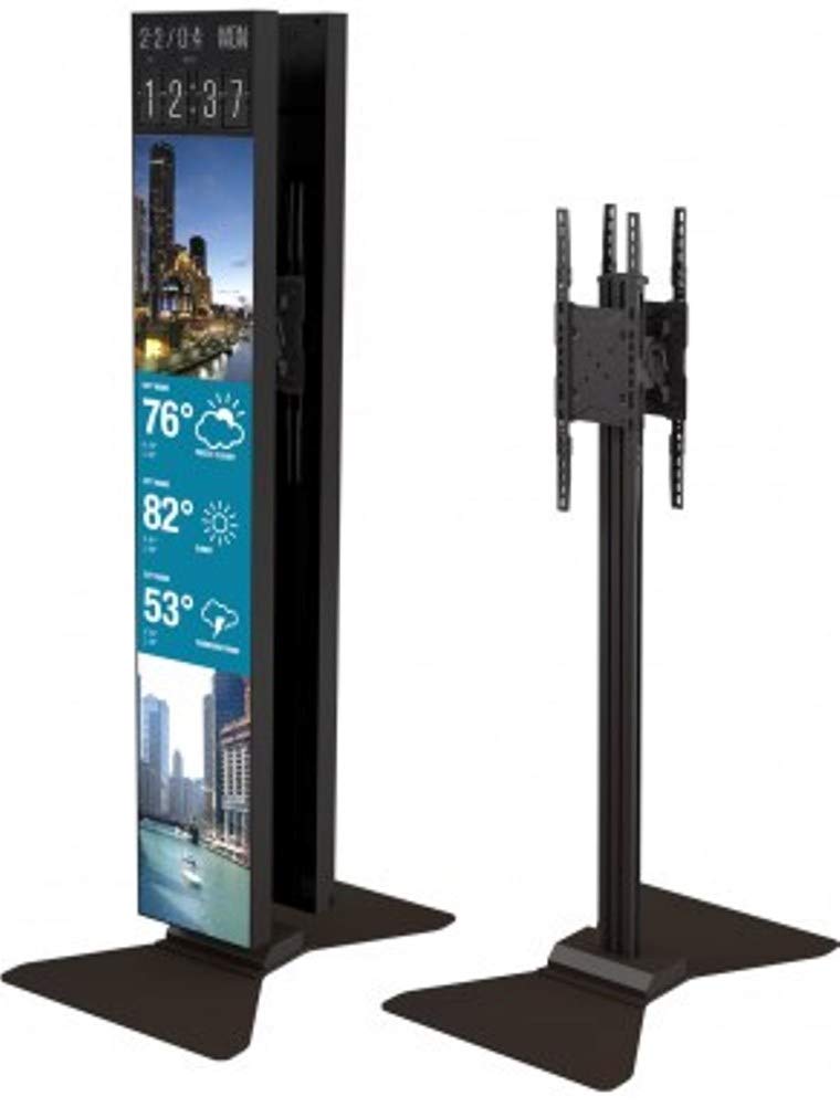 Crimson AV S86LGD Back to Back Portrait Floor Stand for Dual Displays, Black, 100 lbs (45kg) Weight Capacity, 200x600mm Max Mounting Pattern, 86' Maximum TV Height, VESA Compatible