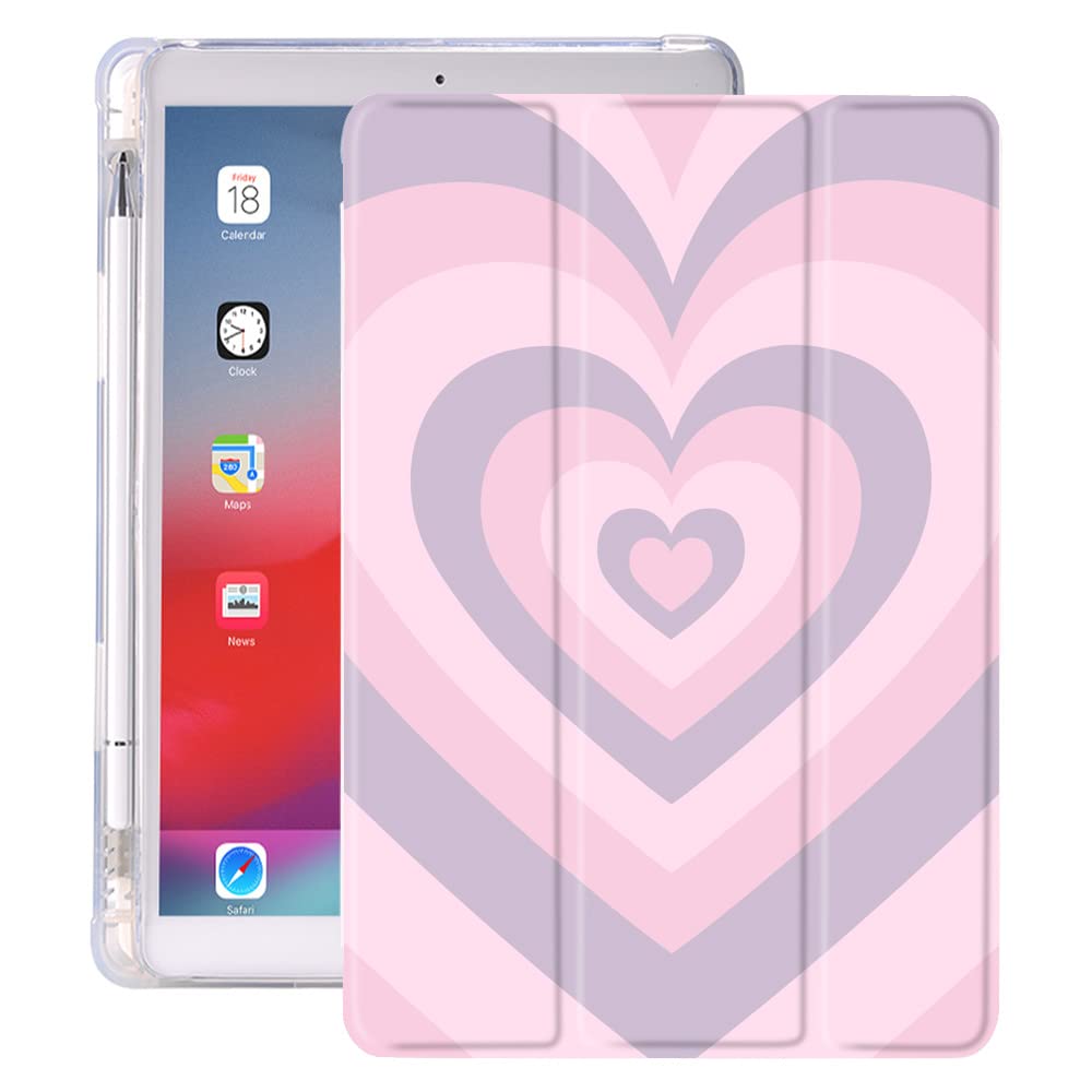 Idocolors Love Heart Pad Case Cute Art Girly Anti Scratch Shockproof With Pencil Holder Trifold Stand Case For Ipad 6Th Generati