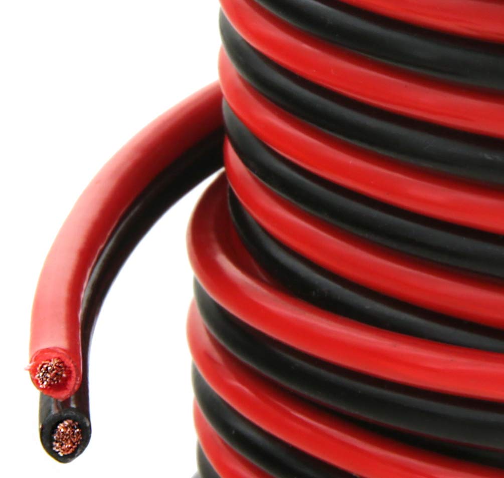 Gs Power 100% Copper 10 Awg (American Wire Gauge) Ofc Wire. 25 Ft Red & 25 Ft Black Bonded Zip Cable For Car Audio Primary Remot