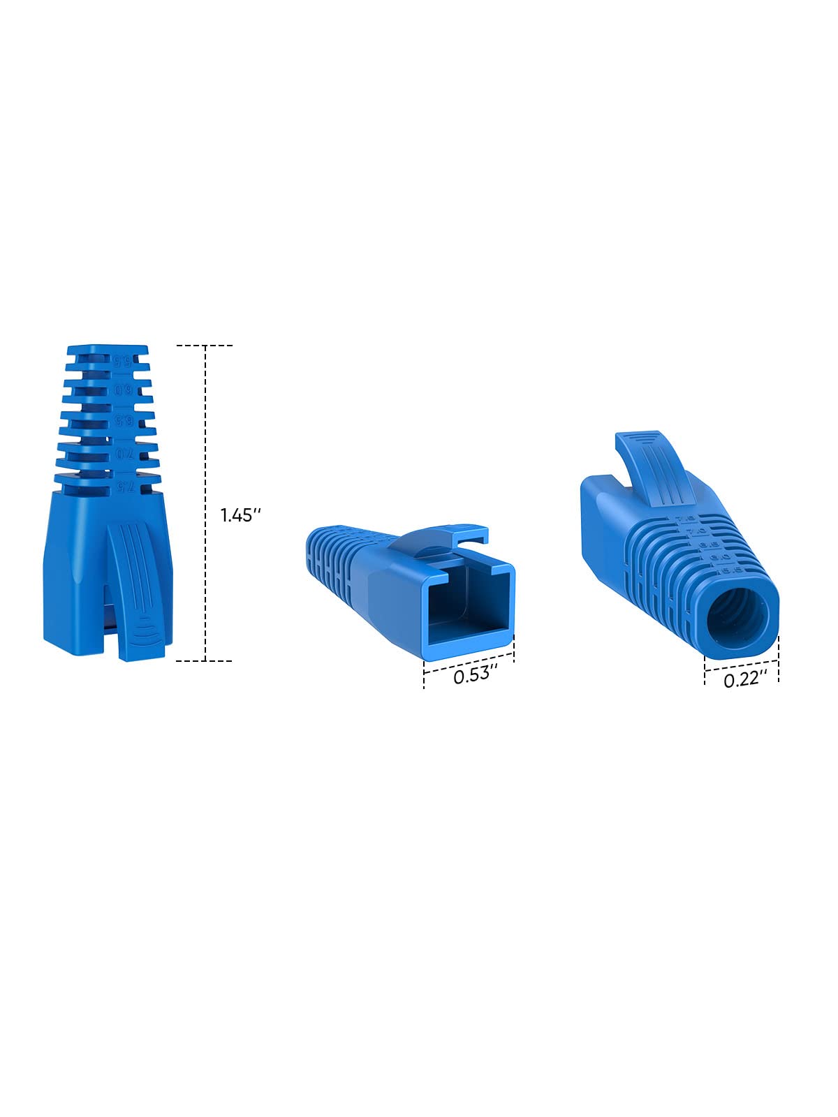 Cablecreation Rj45 Ethernet Network Cable Strain Relief Boot 50-Pack Fits Cat5 Cat5E Cat6 Cat6A, Rj45 Color Coded Cable Connecto