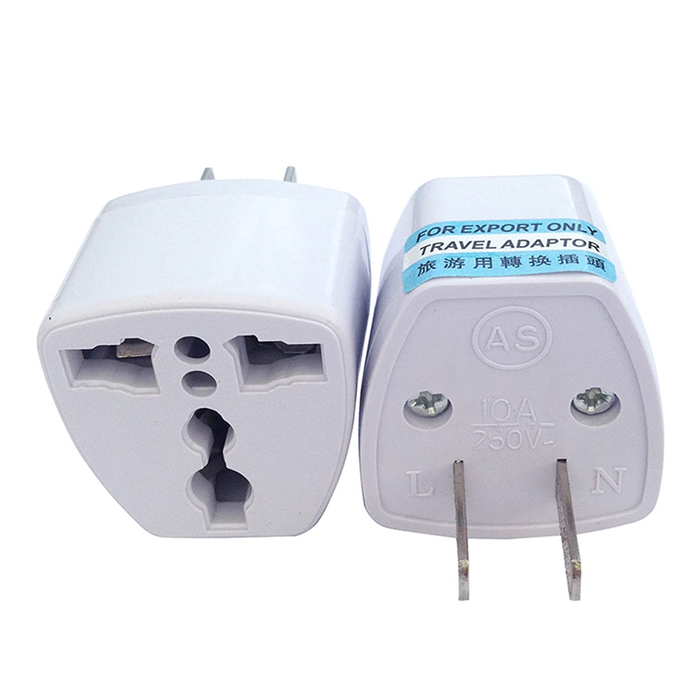 Power Plug Adapter (2Pcs Pack),With Grounding Pin,Eu Europe,Uk,Asian,Australia,China,Japan To Usa Travel Adapter Converter Ac,Tr