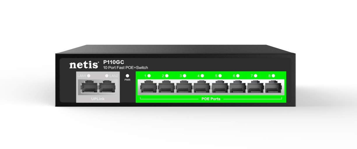 Netis PE110GC 8 2 ComboPort All Gigabit PoE Switch (8 PoE Port) 802.3af/ 802.3at, 120w