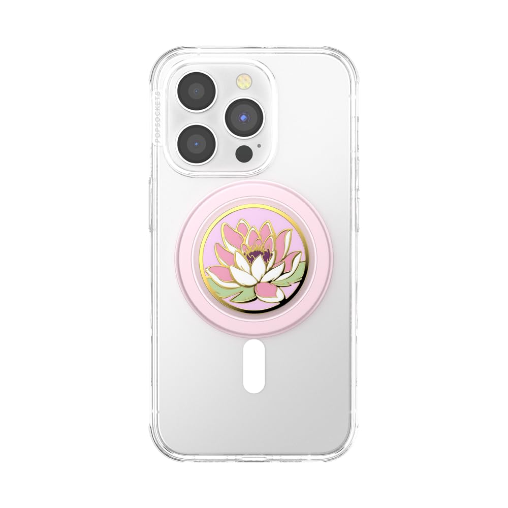 Popsockets Phone Grip Compatible With Magsafe, Phone Holder, Wireless Charging Compatible, Enamel   Water Lily