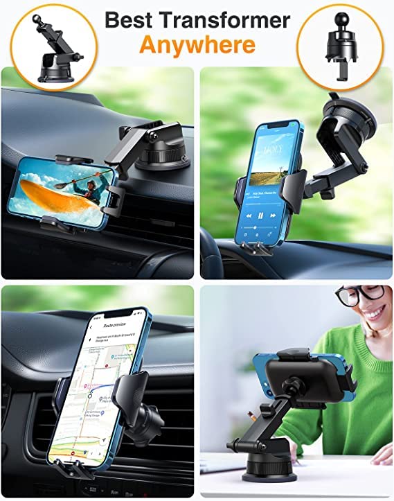 Vanmass [True Military Grade] Car Phone Holder [2024 Best Suction & Clip] Cell Phone Mount For Dashboard Windshield Vent Truck C