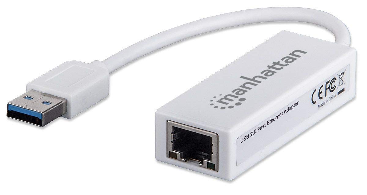 Manhattan Usb To Ethernet Adapter - 10 / 100 Mbps Fast Ethernet Lan Network - Support Windows 10/8.1/8/7/Vista/Xp For Desktop La