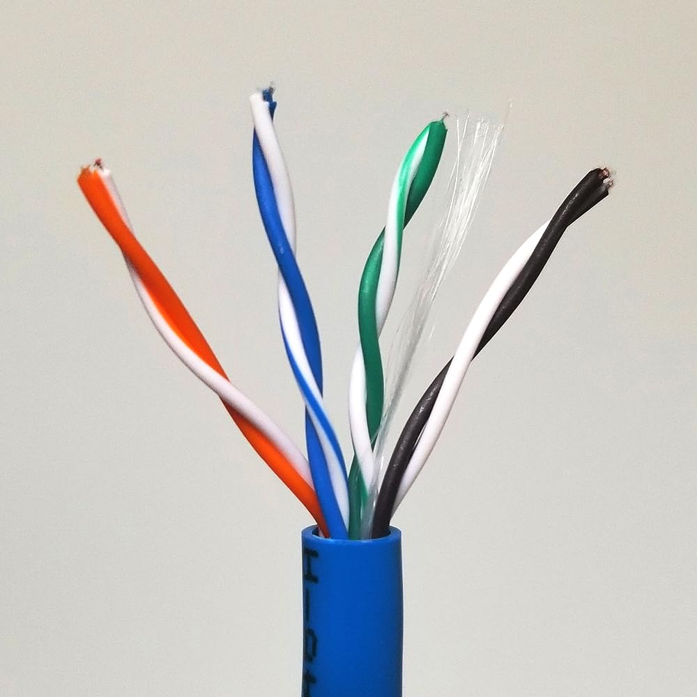 ICC Cat5e CMP Plenum 1000ft   UTP 24AWG, 100% Solid Pure Copper, Unshielded, Bulk Ethernet Cable, PoE++, 350MHz, Reelex Pull Box, UL Certified, ETL Verified, RoHS and TAA Compliant, Blue