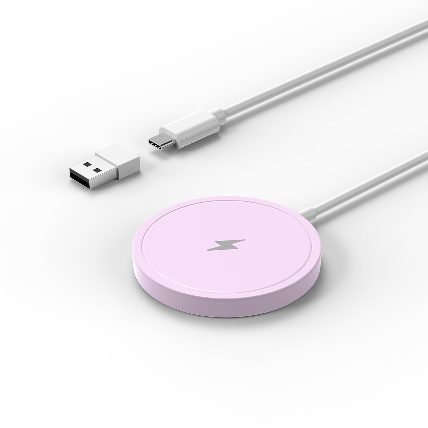 Pinruige Wireless Charger, 15W Max Fast Magnetic Wireless Charging Pad Compatible With Iphone 15/14/13/12 With Usb A Converter P