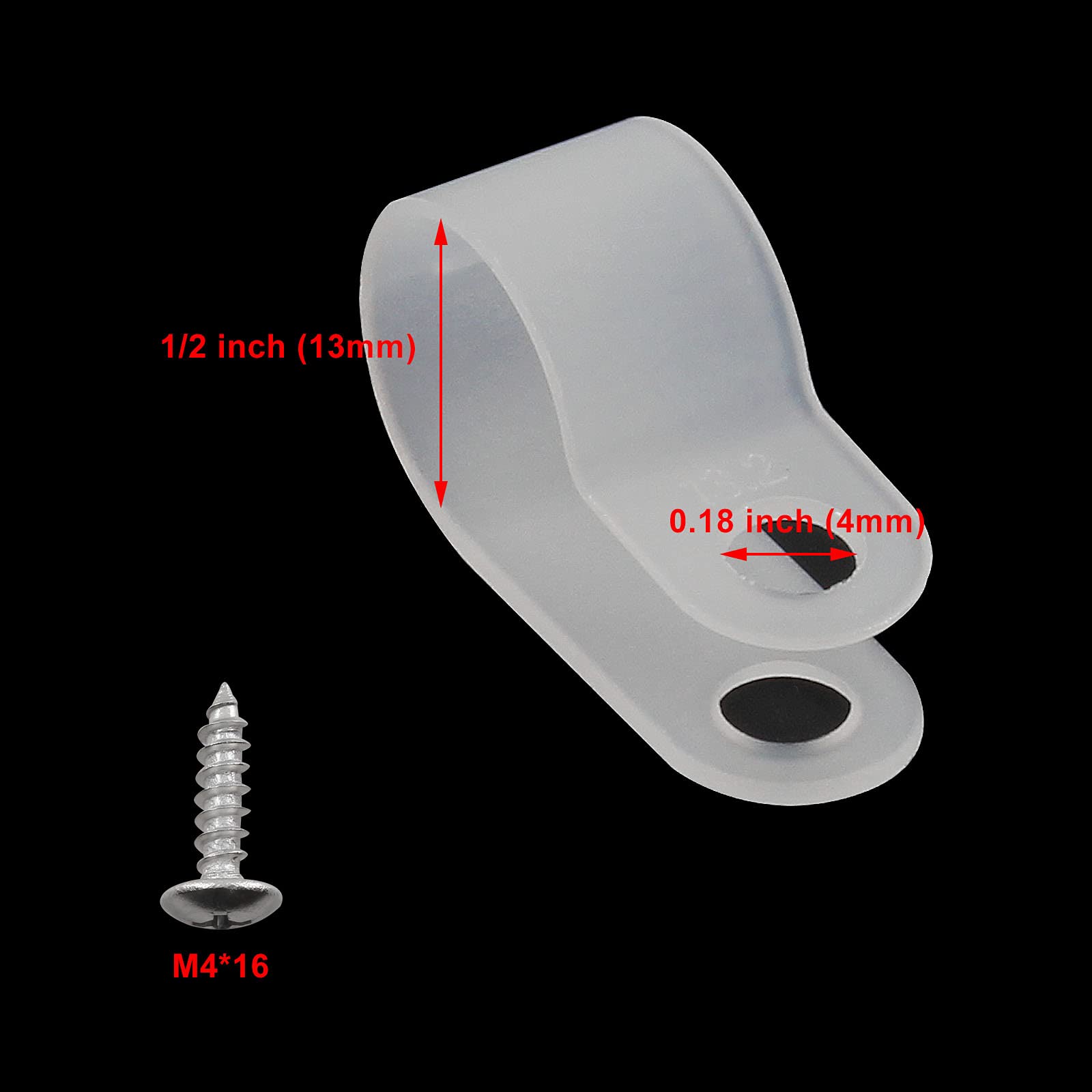 Bonsicoky 50Pcs 1/2 Inch Rope Light P Style Clips With Screws, Cable Clip Wire Clamp Cable Organizer Cord Holder For Wire Manage