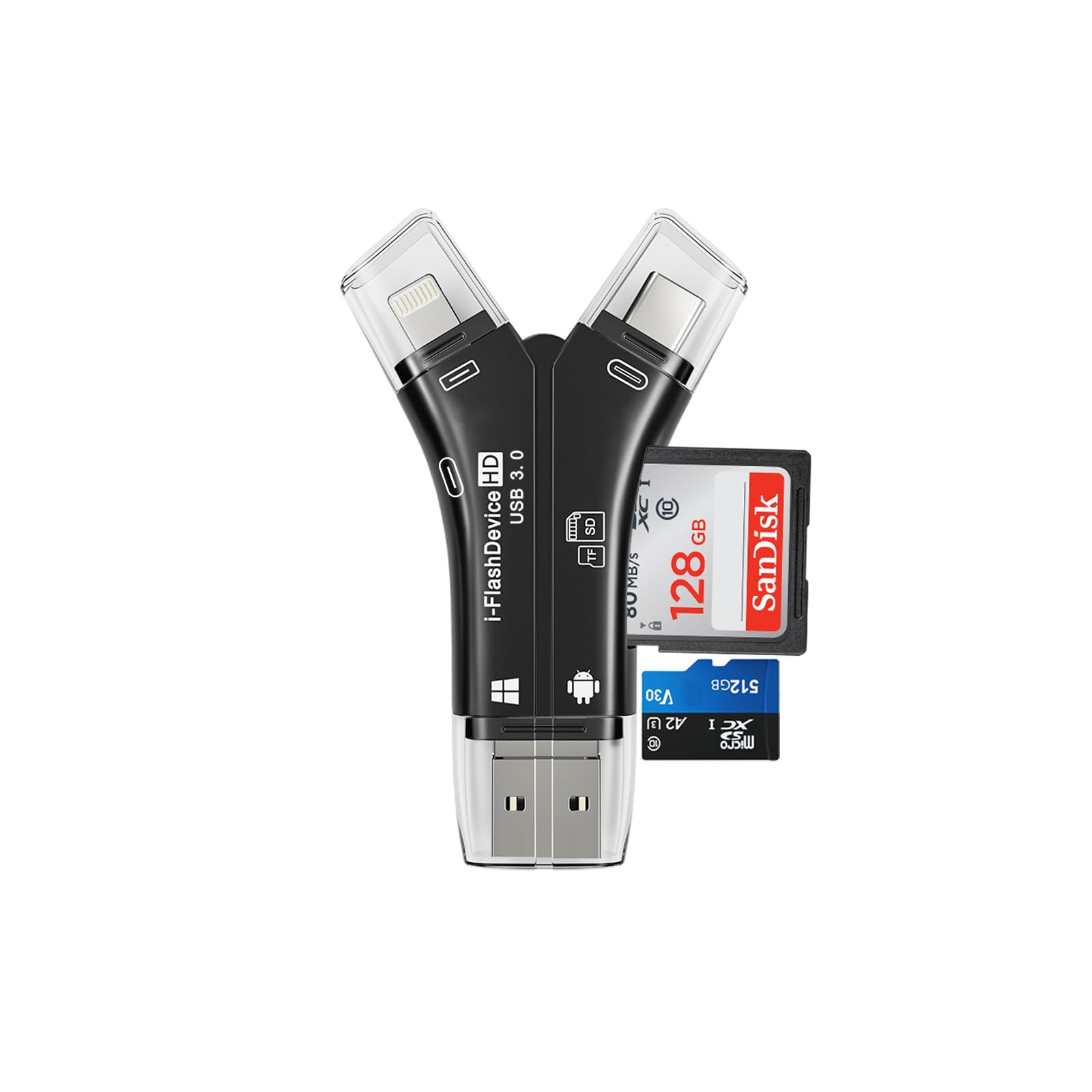 Usb3.2 Sd Tf Card Reader For Iphone Ipad Android Mac Computer Camera, For Lightning Usb C Type C Usb A Microusb