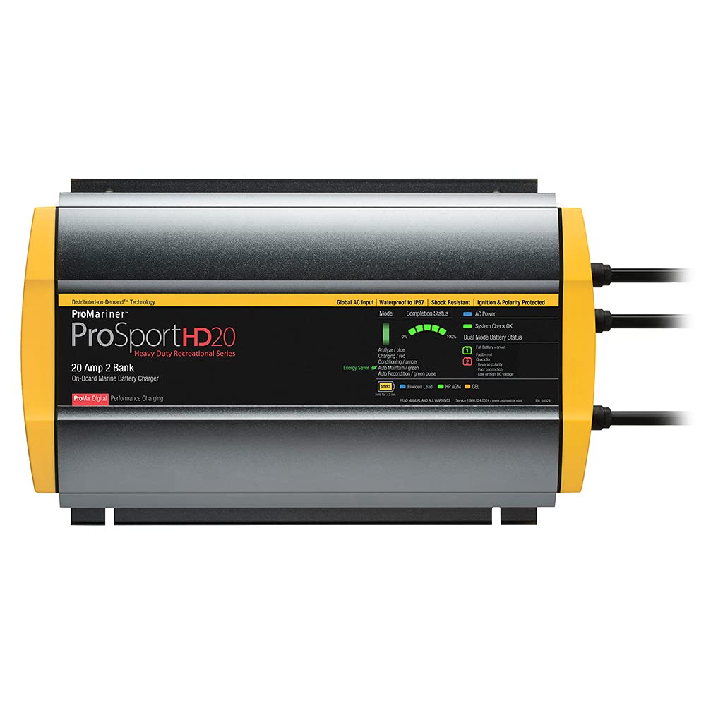 Pro Mariner Promariner 44028 Prosporthd 20 Battery Charger   20 Amp / 2 Bank, Black, Standard
