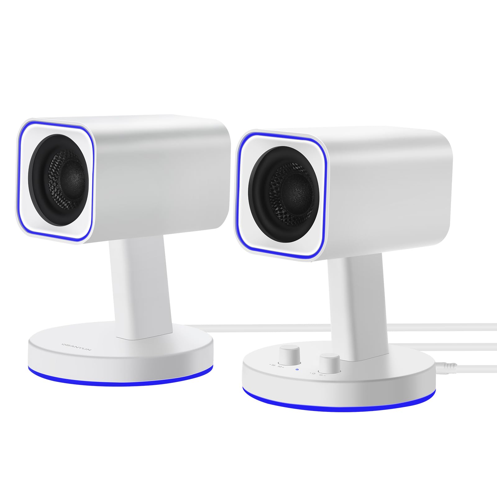 Sanyun Sw202 2.25 Computer Gaming Pc Speakers   24W Fiberglass Speaker Unit   Built In 16Bit Dac Dynamic 3D Surround Sound   Blu