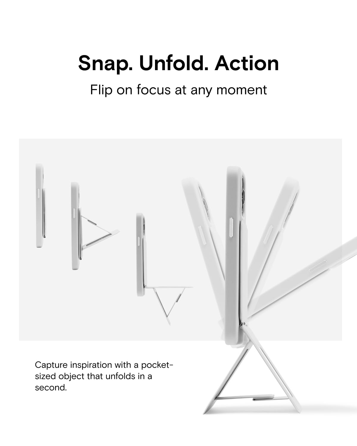 Moft Phone Tripod Stand Compatible With Iphone 16/15/14/13/12 Series, Angle Adjustment & Strong Magnets & Magsafe Compatible Movas Invisible Selfie Stick Tripod, Jet Black