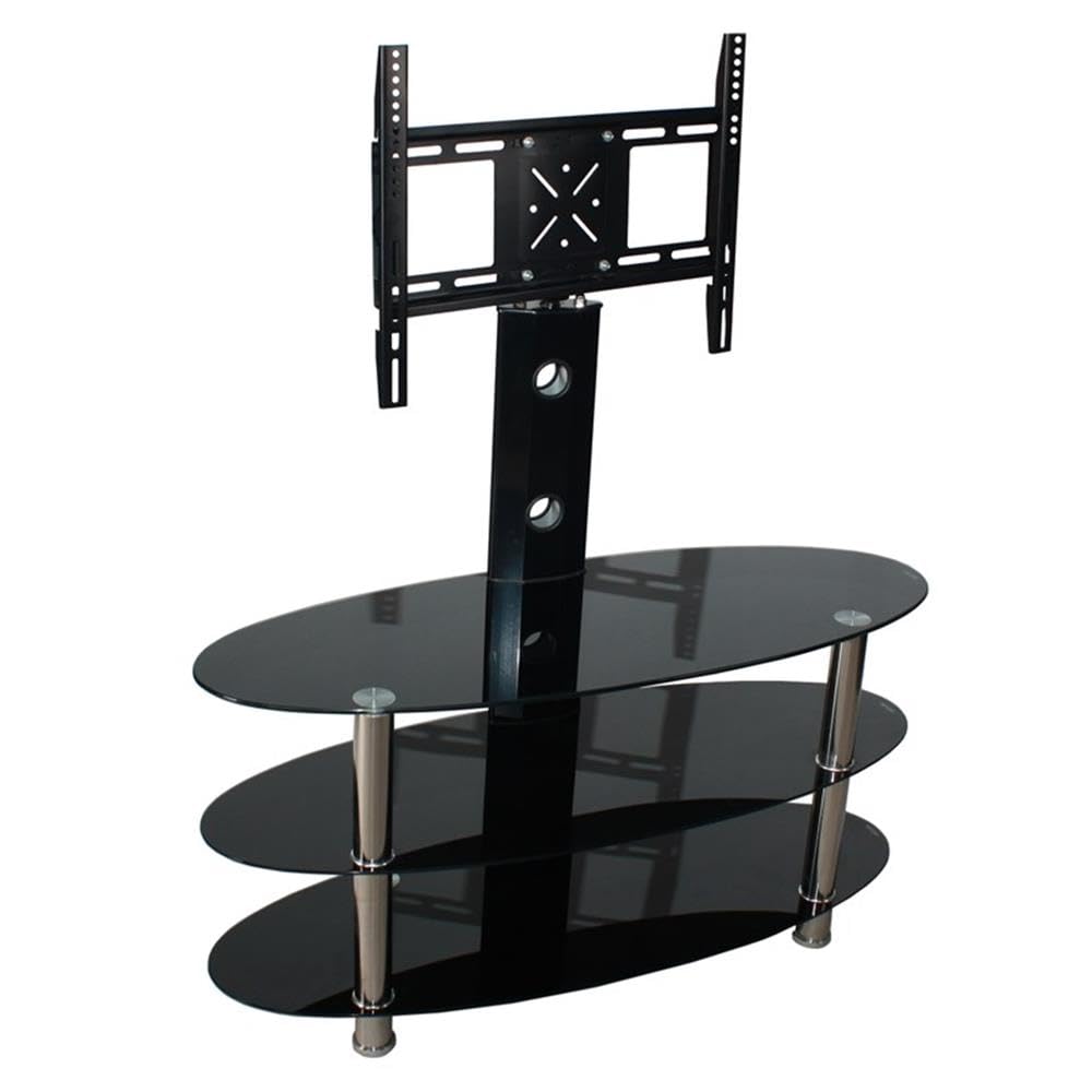 Better Home Products Ava Swivel Mount Oval Black Glass TV Stand for 55-inch TV (TV1000-RTA)