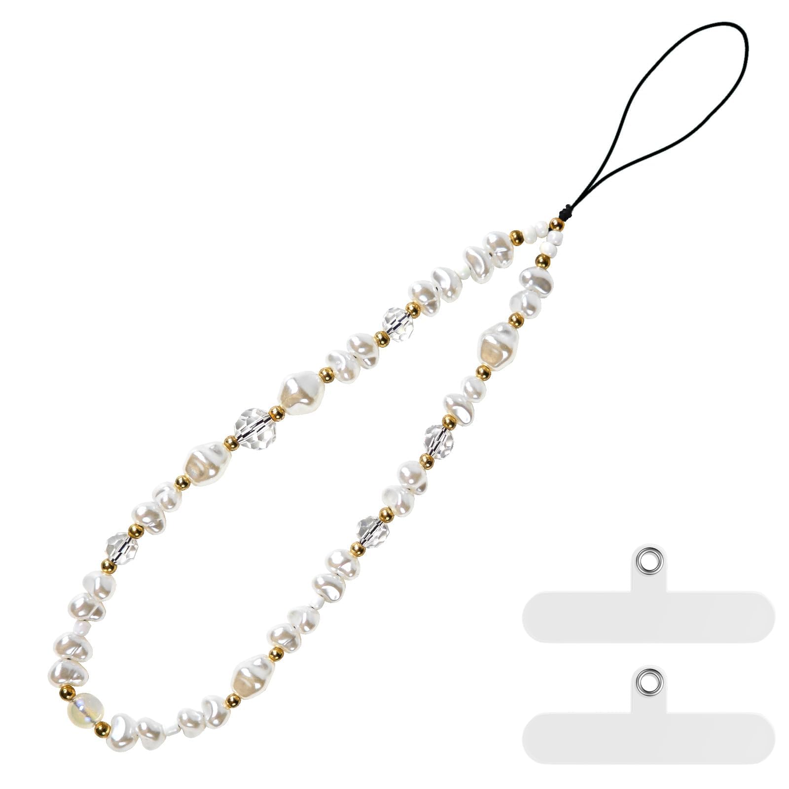 pcgaga Pearl Beaded Phone Charm, Phone Wrist Strap, Handmade Bracelet Straps, Anti-Lost Lanyard Wrist Chain for Airpods Women Gi