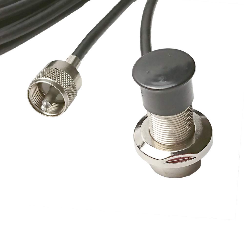 Ungsung Vehicle Antenna Mount So 239 Uhf Female Right Angle Bulkhead To Pl 259 Uhf Male Connector With 15Ft (4.5M) Rg58/U Rf Coa