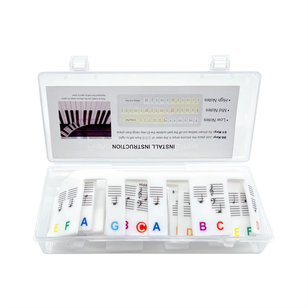 Piano Key Stickers For 88/61 Keys, Removable Piano Keyboard Note Labels, Suitable For Beginners To Practice Piano With Box (Thic