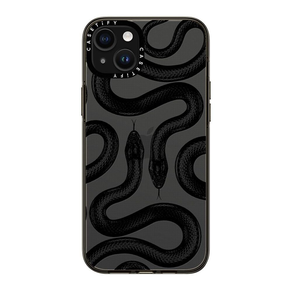 Casetify Compact Case For Iphone 15 Plus [2X Military Grade Drop Tested / 4Ft Drop Protection]   Black Kingsnake   Clear Black