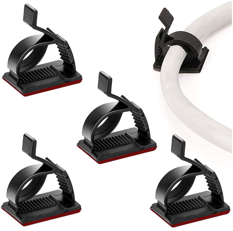 Soulwit 50Pcs Adjustable Cable Management Clips, Adhesive Organizers Sticky Wire Clips Cord Holder For Tv Pc Ethernet Under Desk Wall Home Office