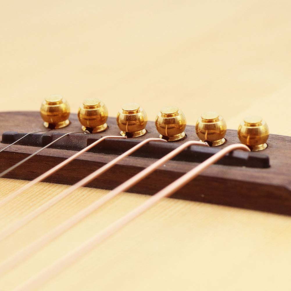 12 Pieces Brass Guitar Bridge Pins Guitar Bridge Strings Nail Pins Guitar Parts Replacement, Golden