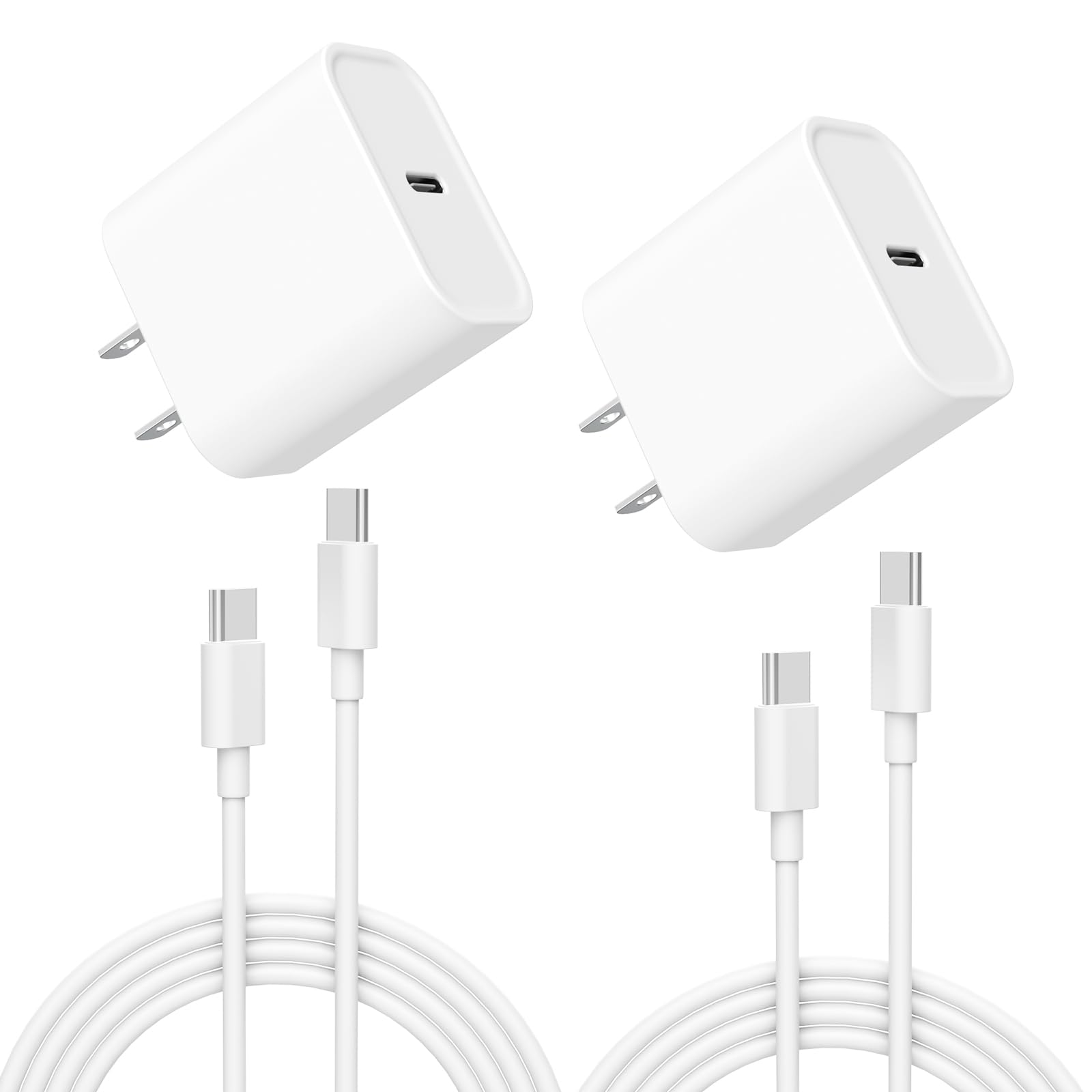 Iphone Charger, 2 Pack 20W Usb C Fast Wall Charger Block With 2 Pack 6 Ft Usb C To C Cable For Iphone 15/15 Plus/15 Pro/15 Pro M
