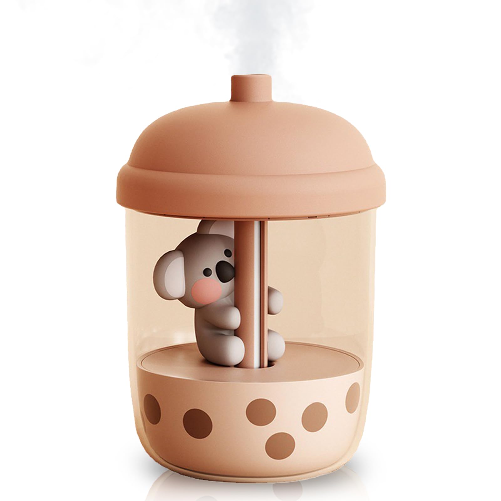 450Ml Portable Humidifier, Mini Cool Mist Humidifier With Koala Theme, Usb Personal Humidifier Auto Shut Off, Ultra Quiet (Coffe