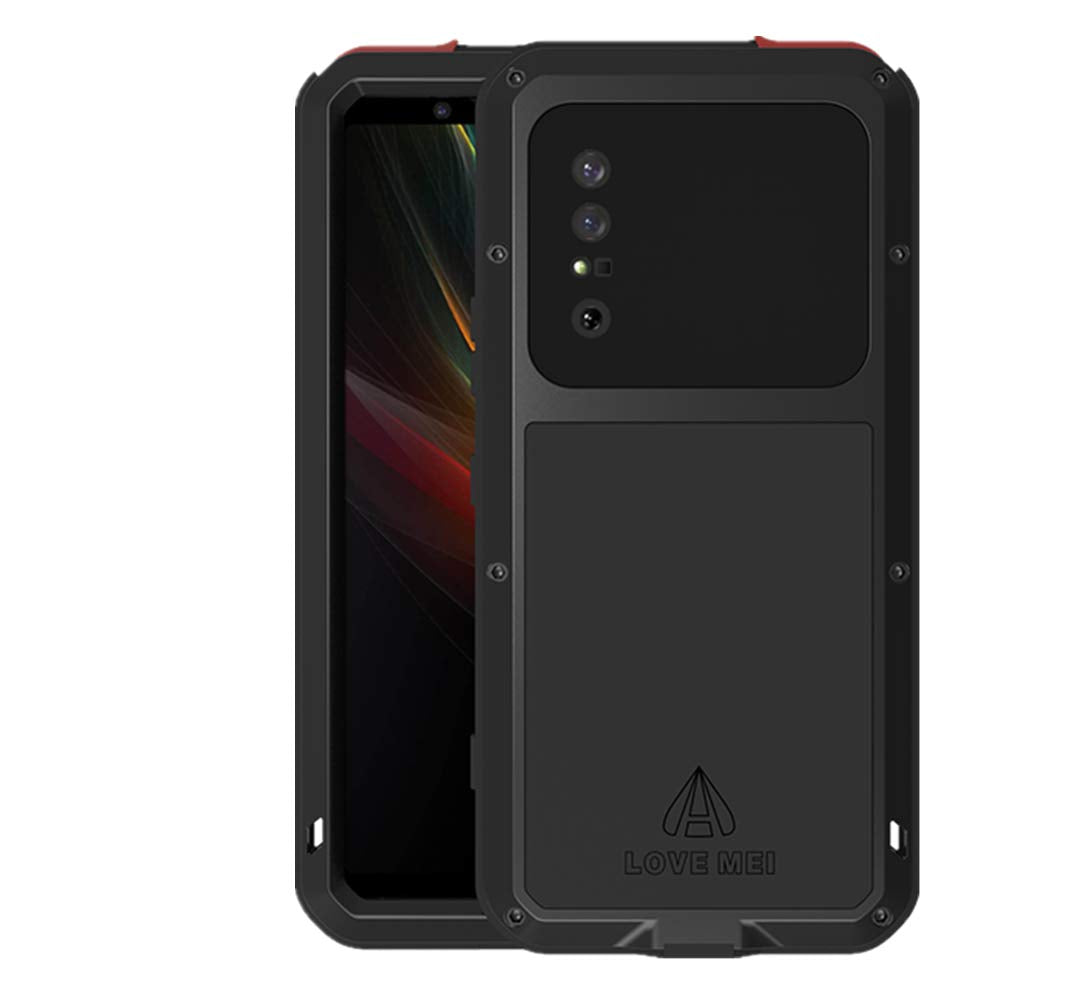 Love Mei For Sony Xperia 1 Ii (2020) Case, Military Heavy Duty Shockproof Dust/Dirt Proof Hybrid Aluminum Metal+Silicone+Tempere