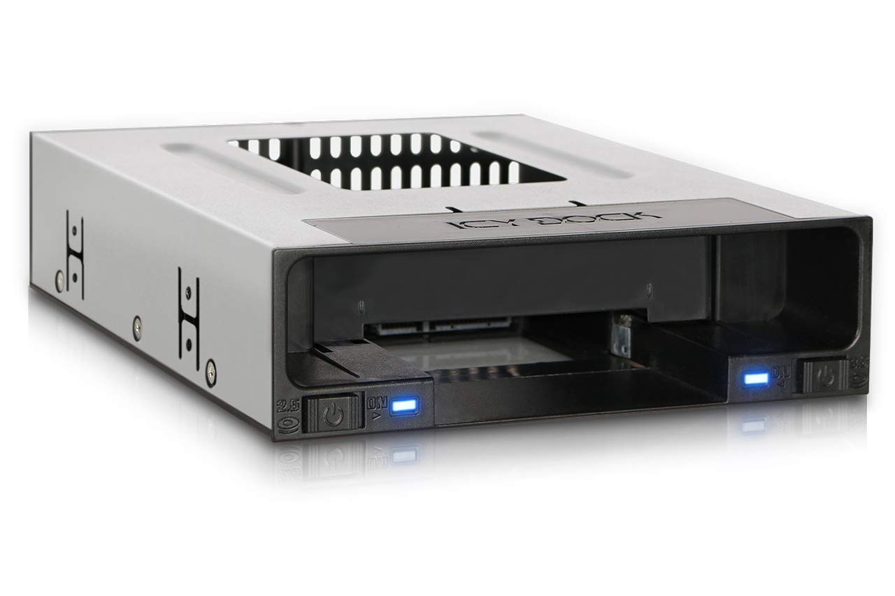 ICY DOCK Tray Less 2.5' and 3.5' SATA SSD/HDD Docking Enclosure for External 5.25' Drive Bay | flexiDOCK MB795SP B