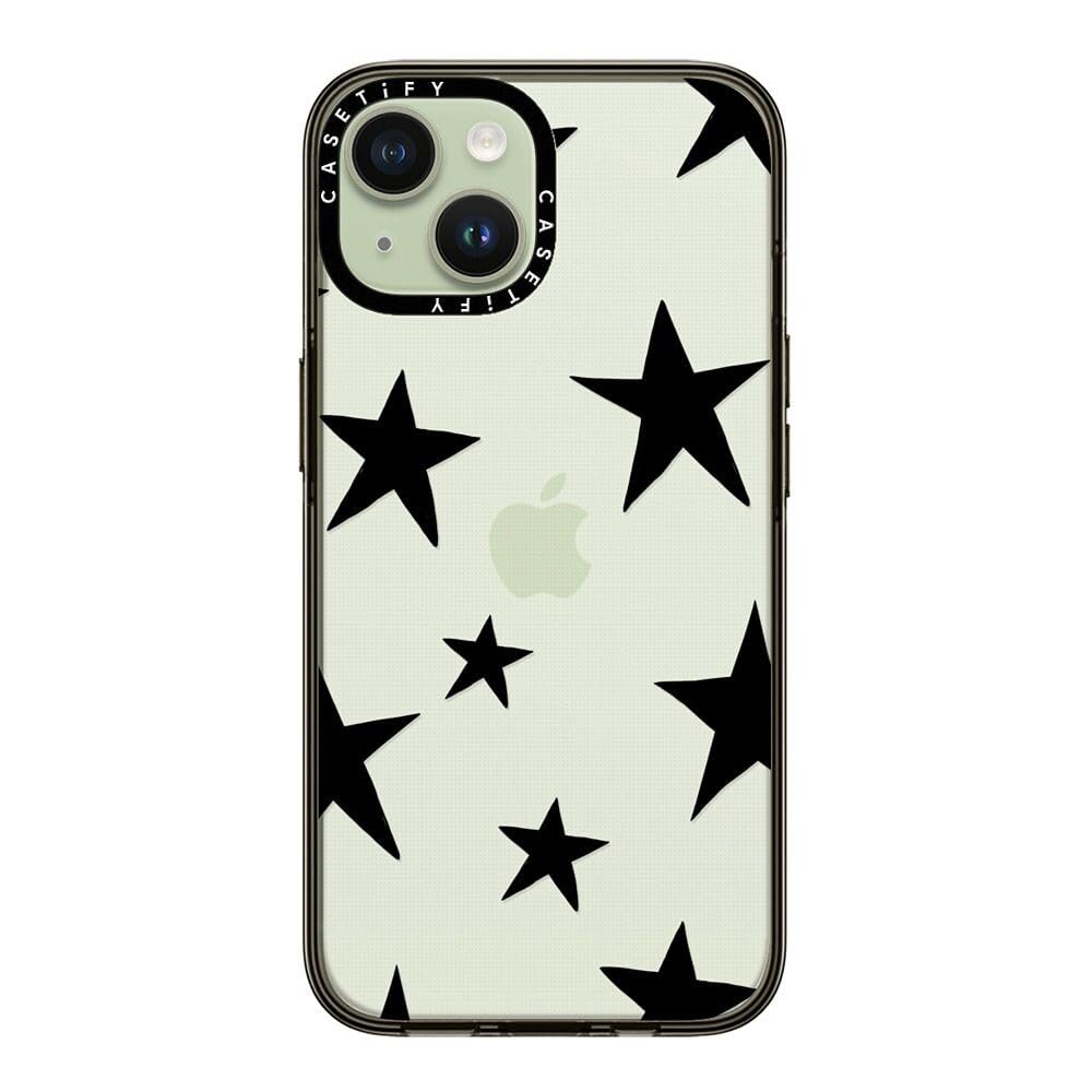 Casetify Compact Case For Iphone 15 [2X Military Grade Drop Tested / 4Ft Drop Protection]   Stars Black   Clear Black