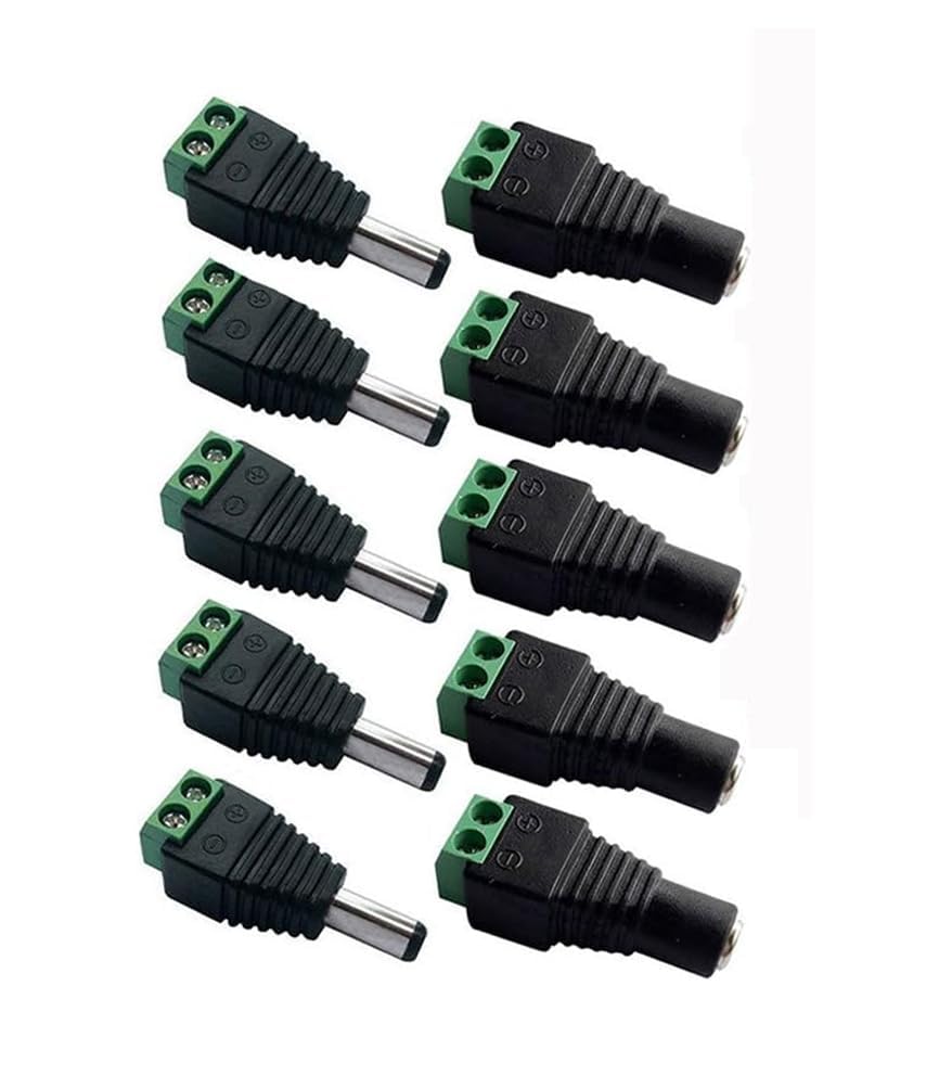 Thsinde 5 Pairs 12V Dc Power Connector, Male Female 5.5Mm X 2.5Mm Barrel Jack Connector For Cctv Security Camera Led Strip Wire