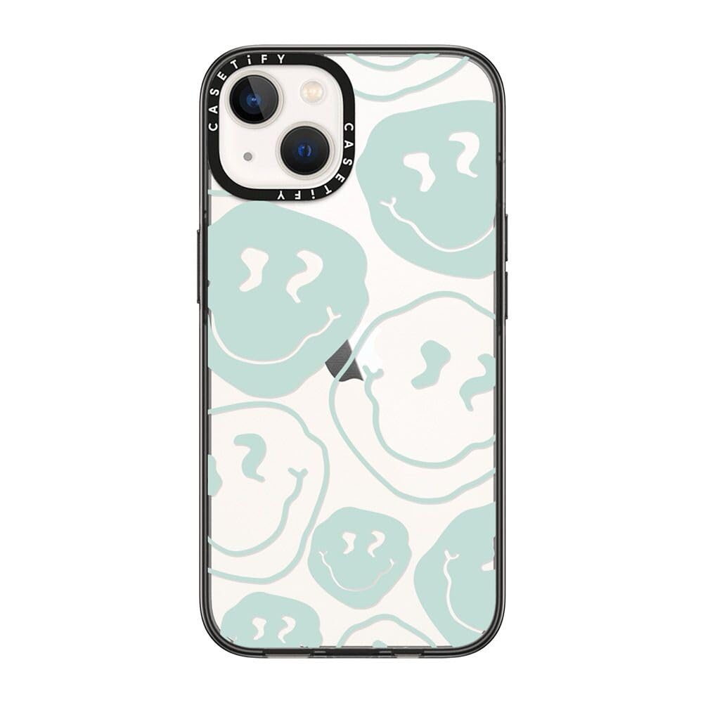 Casetify Compact Iphone 14 Case [2X Military Grade Drop Tested / 4Ft Drop Protection]   Aqua Transparent   Clear Black