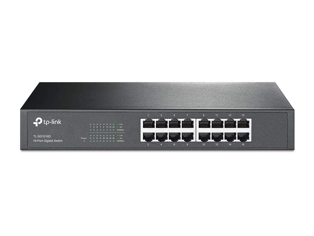 Tp Link 16 Port Gigabit Ethernet Unmanaged Switch Plug And Play Metal Desktop/Rackmount Fanless (Tl Sg1016D)