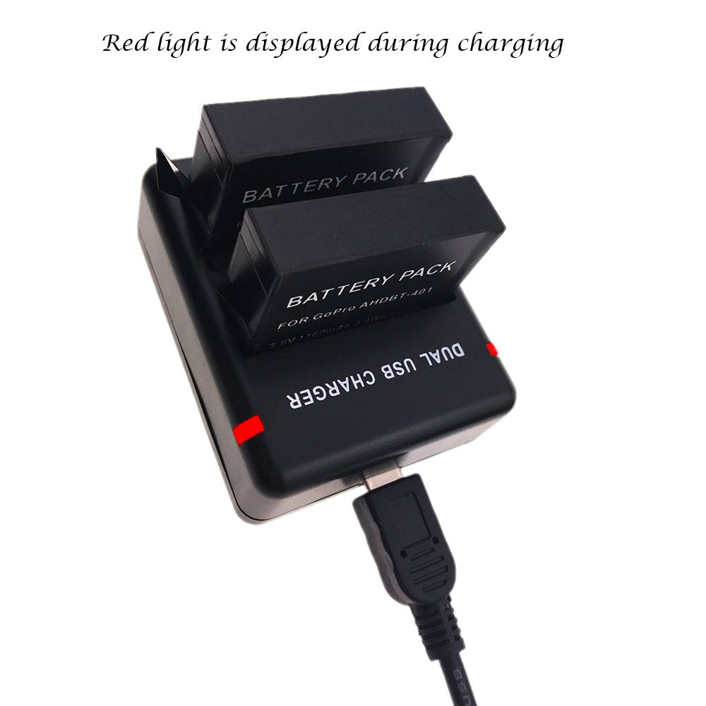 Suptig Battery (2 Pack) And Daul Charger For Gopro Hero4 Black Gopro Hero4 Silver And Gopro Ahdbt 401