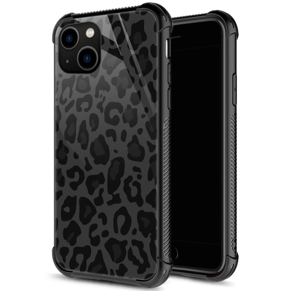 Iphone 13 Pro Case, Black And Grey Leopard Iphone 13 Pro Cases For Women Girls, Pattern Design Shockproof Anti Scratch Organic G