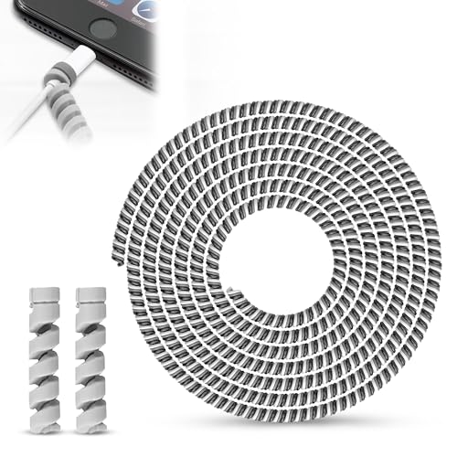 Glun Wire Saver Spiral Sleeve, 1 Cord With 2 Wire End Protector Gray Colour, Protective Cord Sleeve Winders Charger, Pvc Sleeves