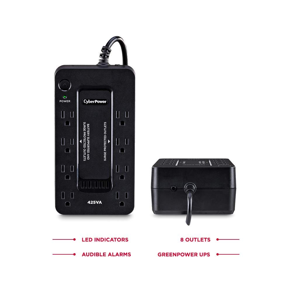 Cyberpower St425 Standby Ups System, 425Va/260W, 8 Outlets, Compact, Black