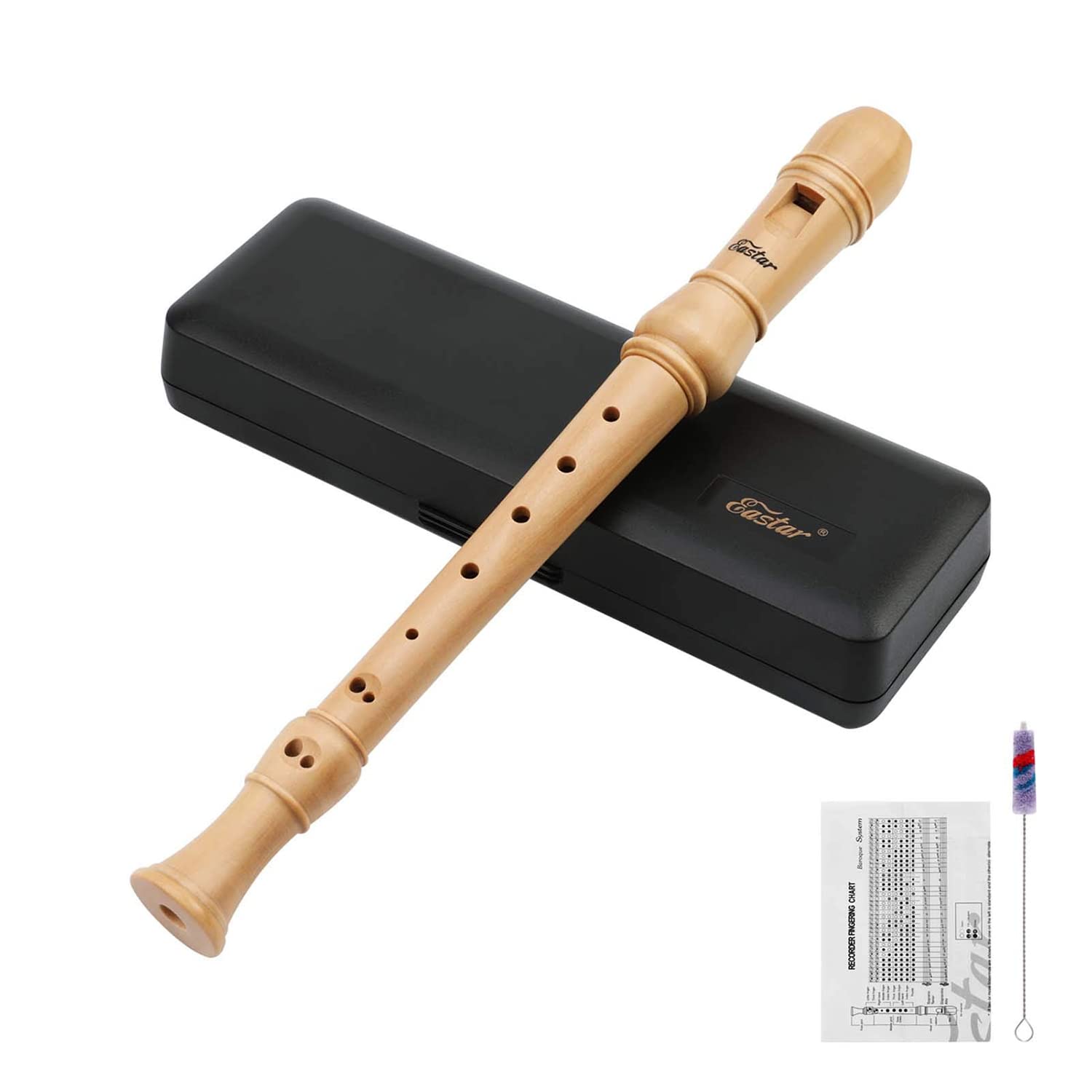Eastar Soprano Beginners Recorder German Fingering C Key Maple Descant Recorder Instrument for Kids Adults, 3 Piece Recorder Wit
