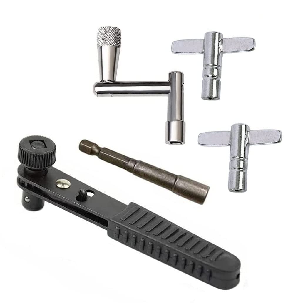Jiayouy Drum Keys 5 Pack Chrome Steel Construction Standard Drum Keys With Ratchet Torque Wrench Drill Bit Drum Key Tuner Percus