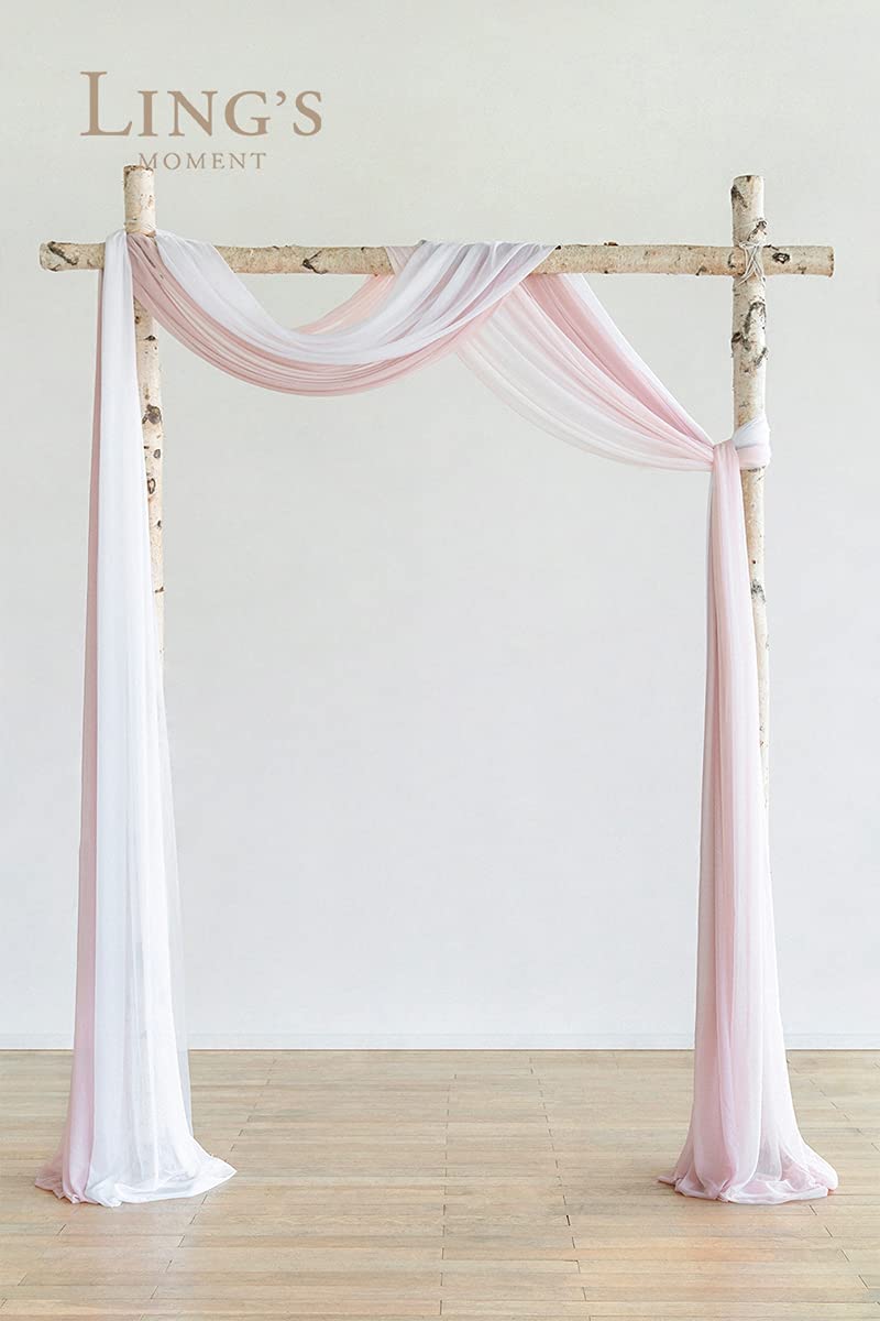 Ling'S Moment 3 Panels 20Ft Wedding Arch Chiffon Draping Fabric, Sheer Hanging Drapes Arrangement For Wedding Ceremony Reception