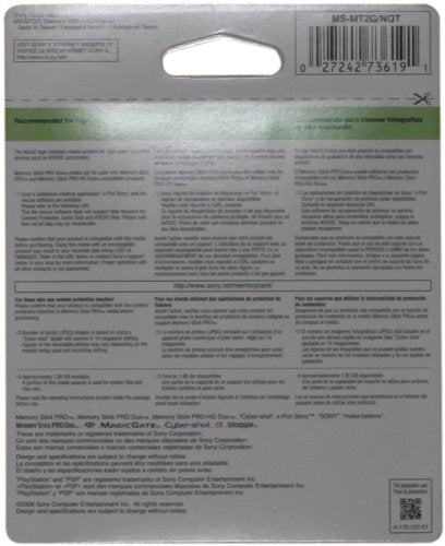 Sony 2 Gb Memory Stick Pro Duo Flash Memory Card Msmt2G