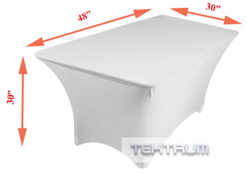 Tektrum 4 Ft Long Rectangular Stretch Tablecloth Dj Jacket Cover For Trade Show   Premium Fabric (White)