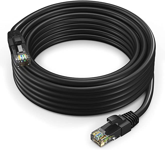 Maximm Ethernet Cable 40 Ft Cat6 High Speed Internet Network Lan Cable Cord, Outdoor Waterproof (Black)