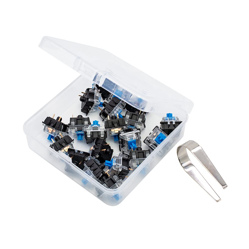 Granvela Gateron Ks 8 Blue Switches For Mechanical Keyboards, Clicky Tactile 3 Pin Black Shell Compatible With Cherry Mx Switche