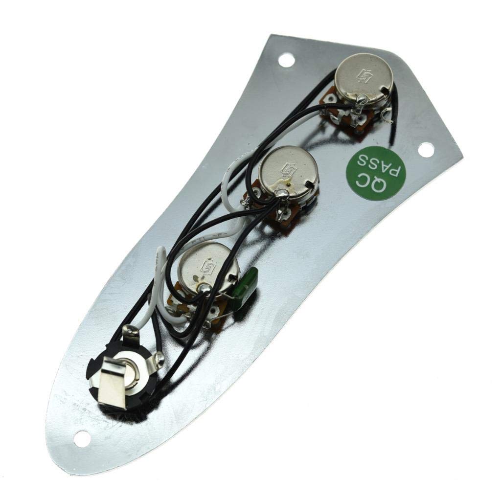 Kaish Fully Loaded Control Plate Pre Wired Control Plate With Wiring Harness For Jazz J Bass Chrome